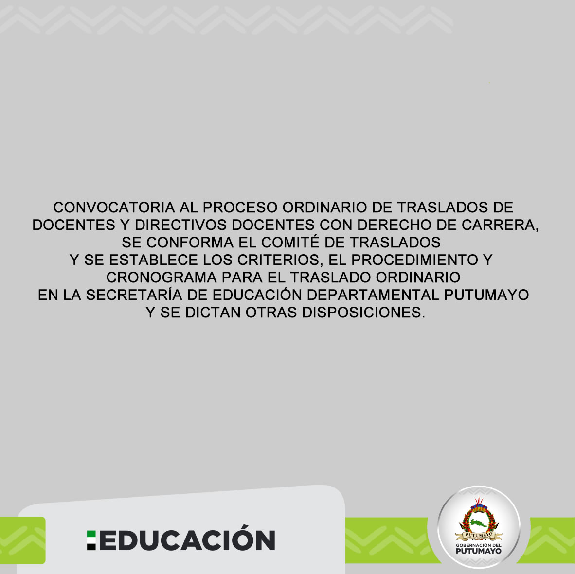PROCESO ORDINARIO DE TRASLADOS DE DOCENTES Y DIRECTIVOS DOCENTES CON DERECHO DE CARRERA