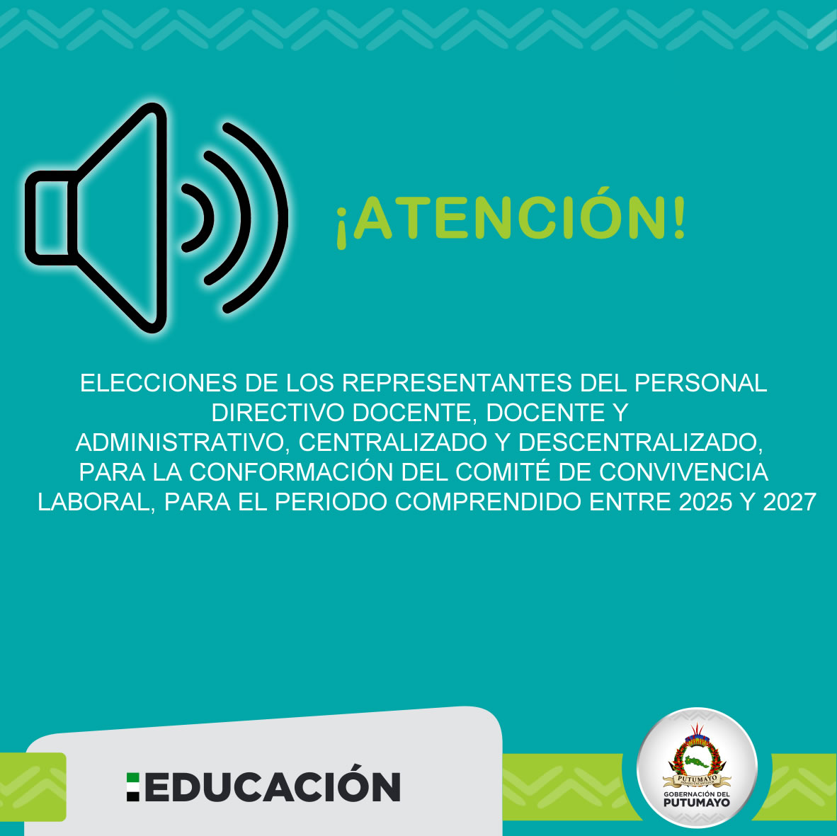 ELECCIONES DE LOS REPRESENTANTES DEL PERSONAL DIRECTIVO DOCENTE, DOCENTE Y ADMINISTRATIVO, CENTRALIZADO Y DESCENTRALIZADO, PARA LA CONFORMACIÓN DEL COMITÉ DE CONVIVENCIA LABORAL, PARA EL PERIODO COMPRENDIDO ENTRE 2025 Y 2027